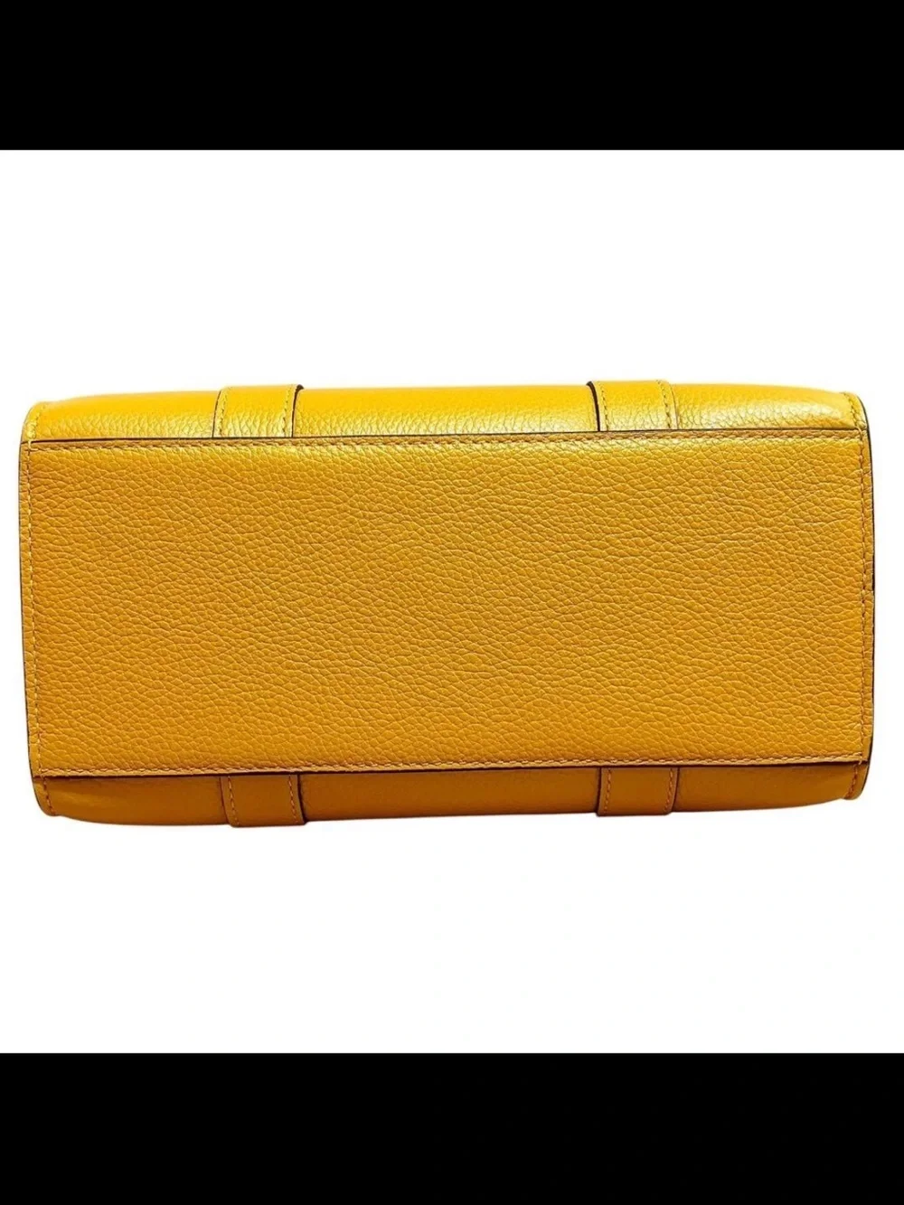 Mulberry Yellow Leather Satchel with Belt-Style Front
